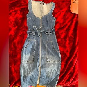 Denim zip up dress